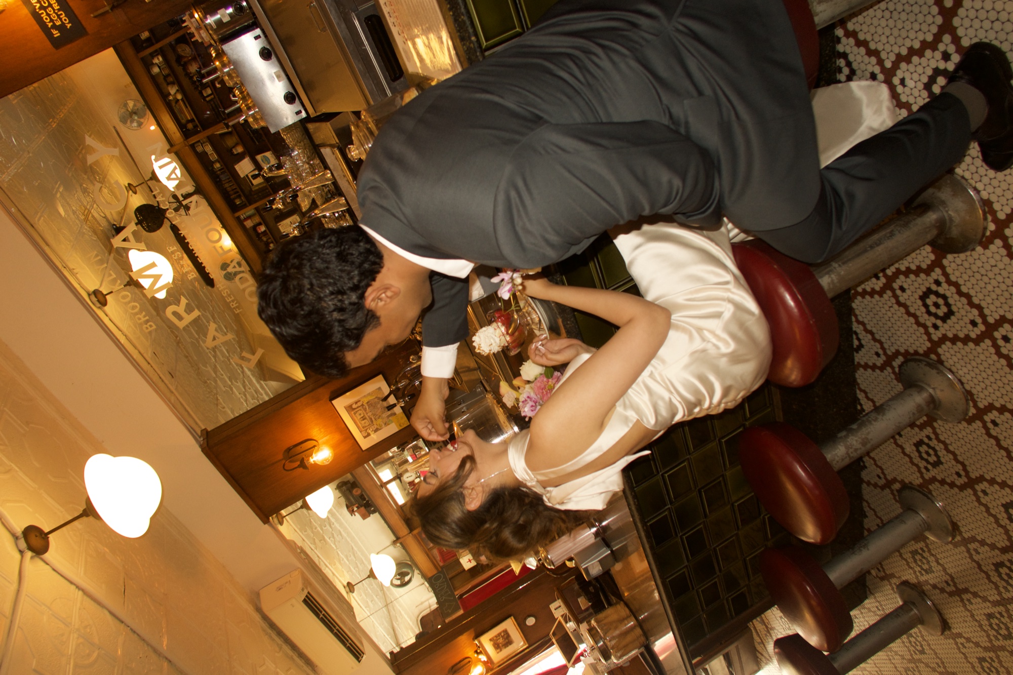 At the counter of the Brooklyn Farmacy